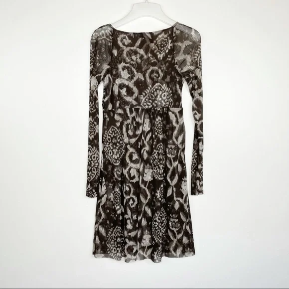 INC International Concepts Brown and Cream Ikat Print Dress - Picture 2 of 9